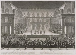 Jean-Baptiste Lullys opera Alceste blir fremført i marmorgårdsplassen ved Palace of Versail