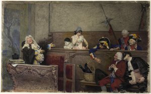 Prøve av Pierrot (akvarell og gouache, over grafitt, på krembrett)