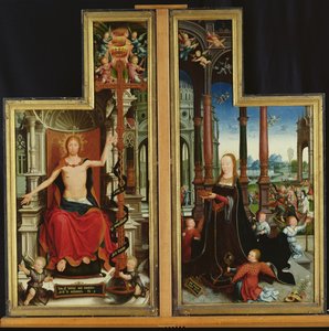 Polyptych of the glorification of the Holy Trinity, paneler som viser Kristus på tronen og jomfruen, 1509-15
