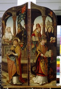 Sankt Trond og Sankt Guillaume. Faste paneler av en triptyk (Saint Trudo og Saint Guillaume. To sidepaneler av Triptych). Maleri av Jean (Jehan) Bellegambe (Belgamb, Belgand) (1470-1534), olje på lerret