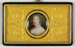En dame som heter Madame De Montespan (emalje) av Jean the Elder Petitot