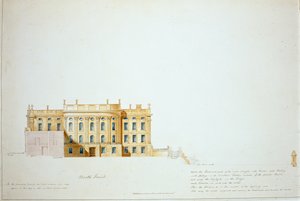 Design for North Elevation, Chatsworth House (akvarell på papir)