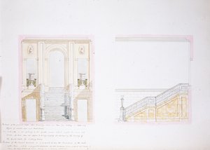 Design for Painted Hall, Chatsworth (akvarell på papir)
