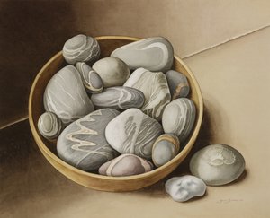 Bowl of Pebbles, 2005 (wc på papir) av Jenny Barron