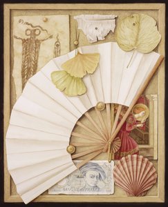 Trompe LOeil med vifte, 2005 (wc på papir) av Jenny Barron