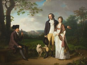 Niels Ryberg med sønnen Johan Christian og svigerdatteren Engelke, født Falbe av Jens Juel