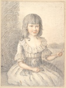 Portrett av en liten jente med en hund av Jens Juel