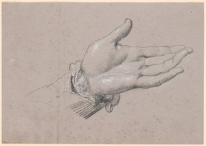Studie av en venstre hånd, brukt i fullengdeportrettet av Frederik den Sjette som kronprins fra 1786 på Amalienborg av Jens Juel