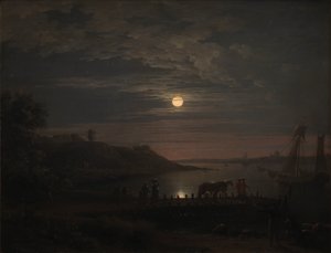 Krysset over Lillebeltet ved Snoghøj. Måneoppgang av Jens Juel