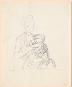 Utkast til portrett av grevinne Sophie Magdalene Raben, født von Qualen med sin eldste sønn, født 1784 av Jens Juel