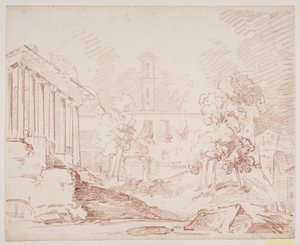 Italiensk prospekt med tempel og kirke av Jens Petersen Lund