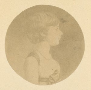Mezzotint-portrett av en jente i profil, fra The St. Memin Collection of Portraits, 1862.