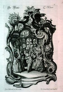Vinter, rokokko musikkark som viser en fancy dressball, pub. av Johann Georg Hertel av Jeremias Wachsmuth