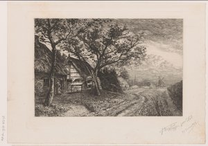Landskap med gårder og mølle av Jerôme Tuyttens (signed by artist)