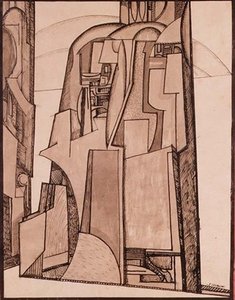 Landskap, ca. 1914 (penn og blekk) av Jessica Desmott