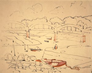 Illustrasjon for "The Book of Bridges", ca. 1911 (akvarell og blekk på papir)