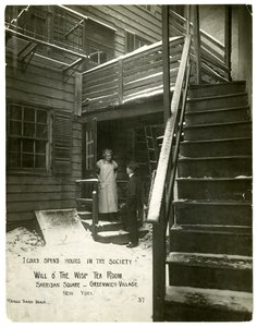 "Jeg kunne tilbringe timer i ditt samfunn" Will o' the Wisp Tea Room, Sheridan Square - Greenwich Village, New York, USA, ca. 1905-18 (foto av gelatinsølv) av Jessie Tarbox Beals
