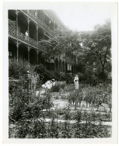 Rhinelander House gardens, W 11th St, Greenwich Village, New York, USA, ca. 1905-38 (foto av gelatinsølv) av Jessie Tarbox Beals