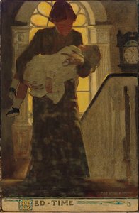 Sengetid, ca. 1902 (kull, akvarell og olje om bord) av Jessie Willcox Smith