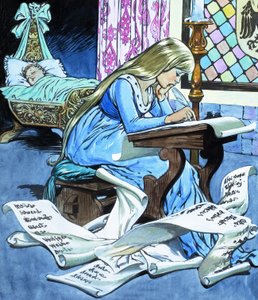 Møllerdatteren og sønnen hennes, fra historien om Rumpelstiltskin