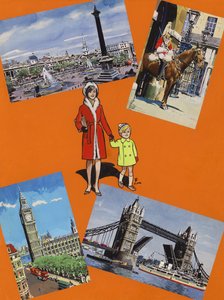 Besøk i London på 1960-tallet (gouache på papir)