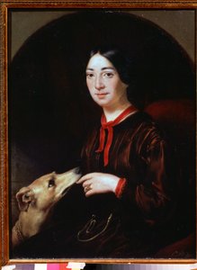 ""Portrett av sangeren og komponisten Pauline Viardot (1821-1910)"" Maleri av Eugene Pluchart (1809-1880) rundt 1853 Tropinine Museum (Tropinin), Moskva av Jewgenij Alexandrowitsch Pluchart