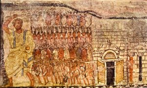 Exodus og krysset av Rødehavet (tempera på gips) av Jewish School
