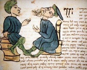 Jødedom: Representasjon av læren til en rabbiner. 1400-talls manuskript. Biblioteca Palatina, Parma av Jewish School