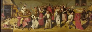 Battle between Carnival and Lent   1395047   no       norwegian Successfully Translated  Original: Mensen op straat Stadsgezicht (17e eeuw) (title on object) Translat: Mensen op straat Stadsgezicht (17e eeuw) (title on object) 1409531 no norwegian Successf av Jheronimus Bosch (manner of)