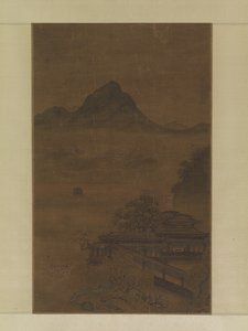 Palatial Pavilions In Spring Mists (blekk, farge og gull på silke) av Jiang Yuan