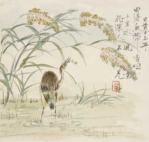 En egret som spiser en fisk, 1857