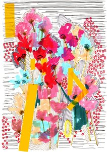 Floral Doodle 3, 2013 (penn, blekk, collage og papir)