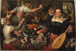 Kjøkkenscene med konsert av Joachim Beuckelaer
