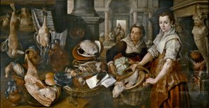 Norsk: Kristus hjemme hos Marta og Maria av Joachim Beuckelaer