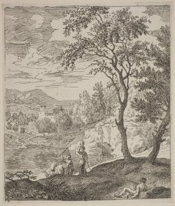 Landskap på måte av Poussin