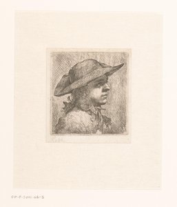 Portrett av en ung mann med en hatt av Joachim Martin Falbe (attributed to)