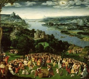 The Feeding of the Five Thousand (olje på panel)