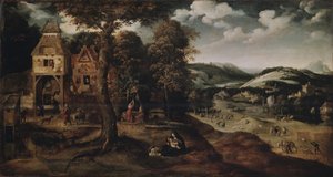 Landskap med flukten til Egypt, ca 1524 av Joachim Patinir