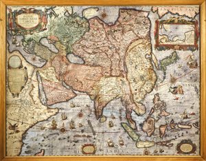 Kartografi, kart over Asia. Fra Atlas av Joan Blaeu (1596-1673), trykt i 1686 av Joan Blaeu