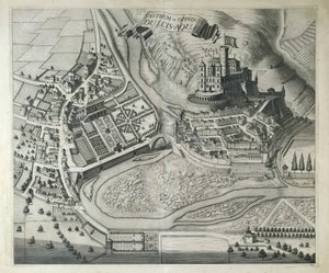 Italia, Dolceacqua, Landsbyen Dolceacqua (Imperia) fra Theatrum Regiae Celsitudinis Savoy av Joan Blaeu, Amsterdam av Joan Blaeu
