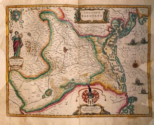 Kart over Paduan-domenet fra Teateret i Italias byer og underverk, av Joan Blaeu, gravering av Joan Blaeu