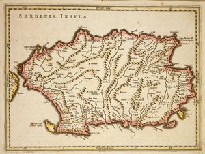 Kart over Sardinia-regionen, av Joan Blaeu av Joan Blaeu
