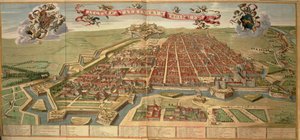 Kart over Torino, gravering fra Theatrum Sabaudiae av Joan Blaeu, trykt i Italia av Joan Blaeu