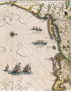 Kart over kysten av Virginia, fra Theatrum Orbis Terrarum av Joan Blaeu av Joan Blaeu