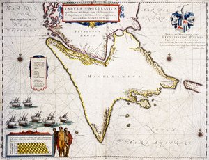 Tabula Magellanica : kart over Magellanstredet av Joan Blaeu