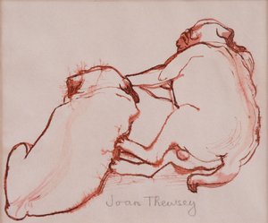 Two Pug Puppies, the brothers, 2005, (blekk på vått papir) av Joan Thewsey