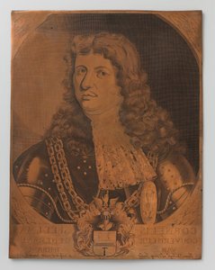 Kobbergraveringsplate med portrett (bryststykke) av Cornelis Speelman 1640-1684, generalguvernør i Nederlandsk Øst-India 1681-1684 av Joannes de Jongh