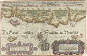 Kart over den engelske kysten mellom Isle of Wight og Dover Beskrivelsehe der zee Custen van Englandt tuschen Wicht ende Doueren (...) (tittel på objekt)