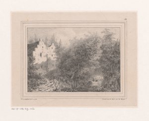Grøft og to hus av Joannes van Liefland