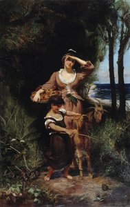 Chevrere by the Sea Maleri av Joanny Rave (1827-1882) Dim. 219x139 cm. Obligatorisk omtale: Collection fondation regards de Provence, Marseille av Joanny Rave